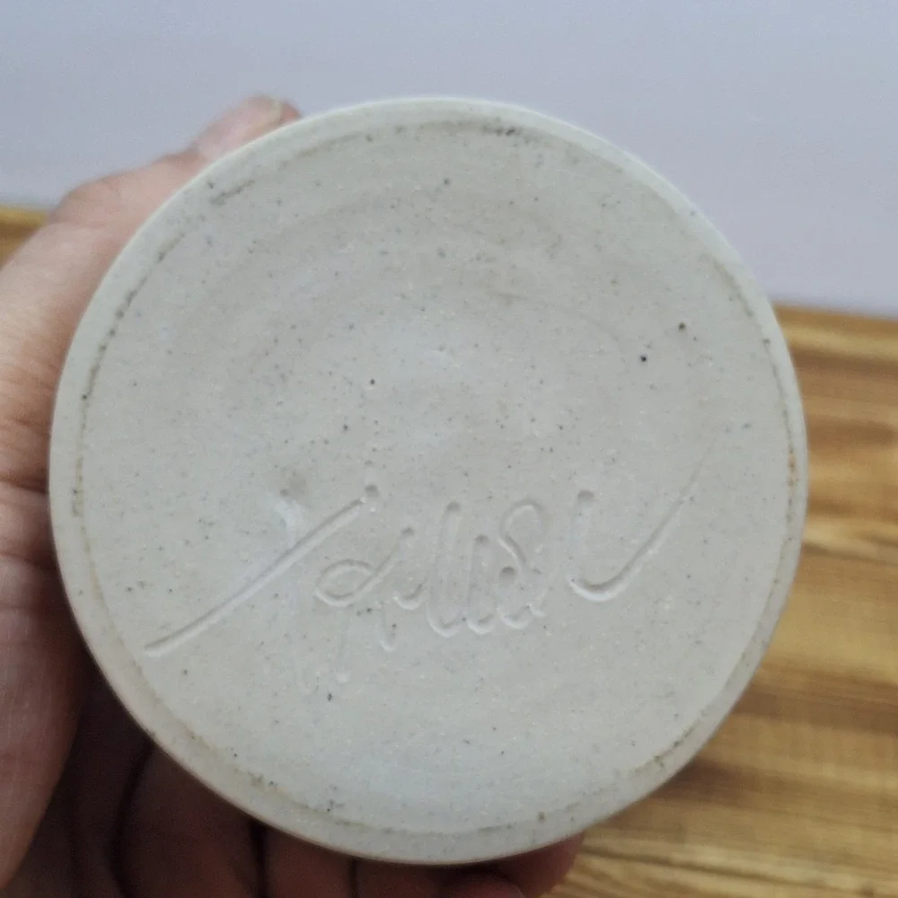 Pottery Crock Jar Vase Handmade Flowers Pencil‎ Holder Utensil Mini 4